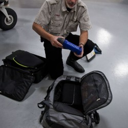 John Woodberry packing the go-bags