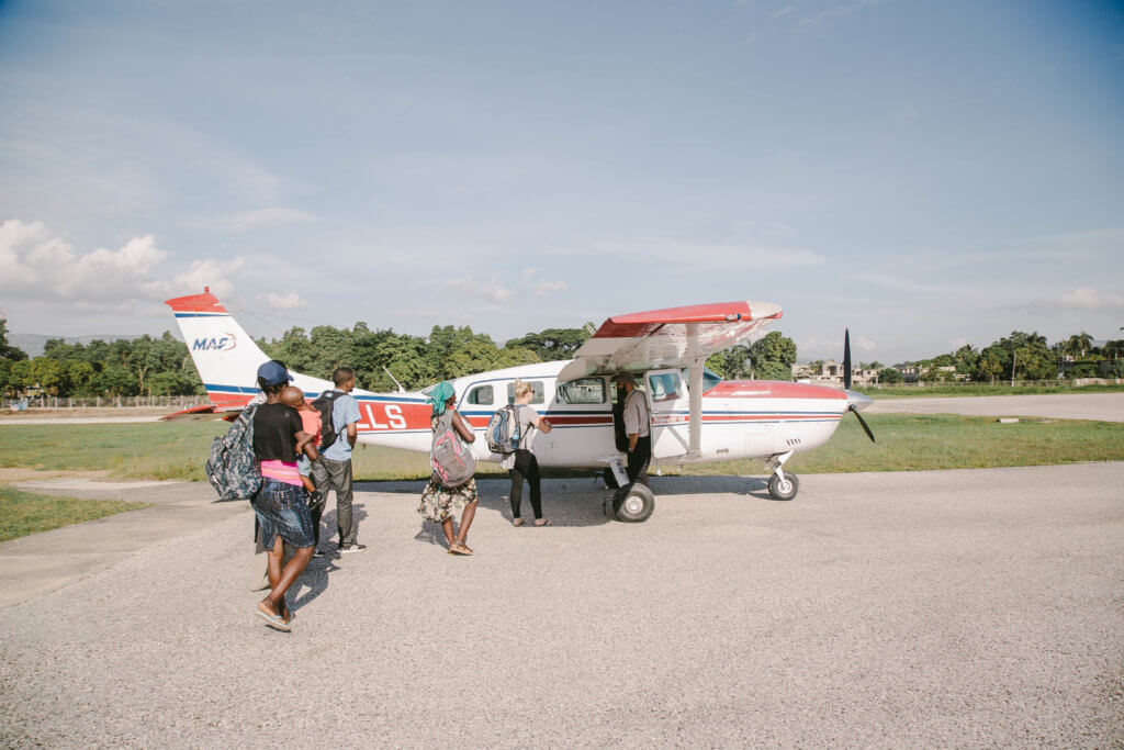 Mission Aviation Fellowship charity medical evacuation flight for severely malnourished children in Haiti